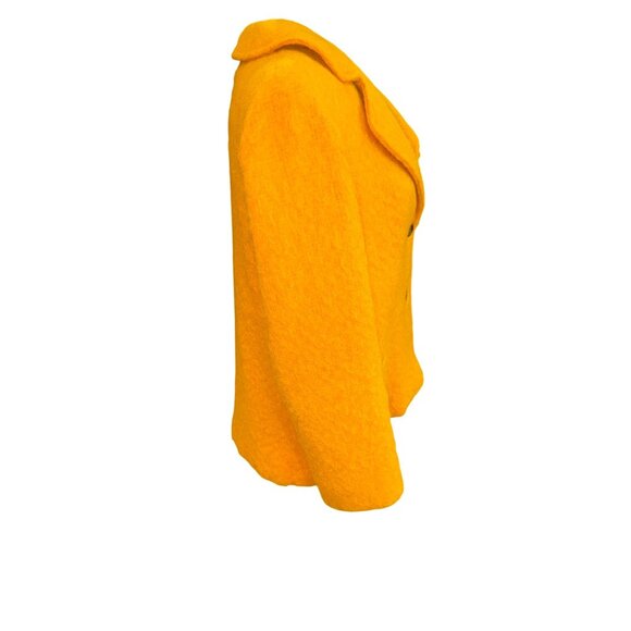 Vintage Boiled Wool Yellow Marigold Gallant Blazer Designer Coat Old Money City - Picture 4 of 12